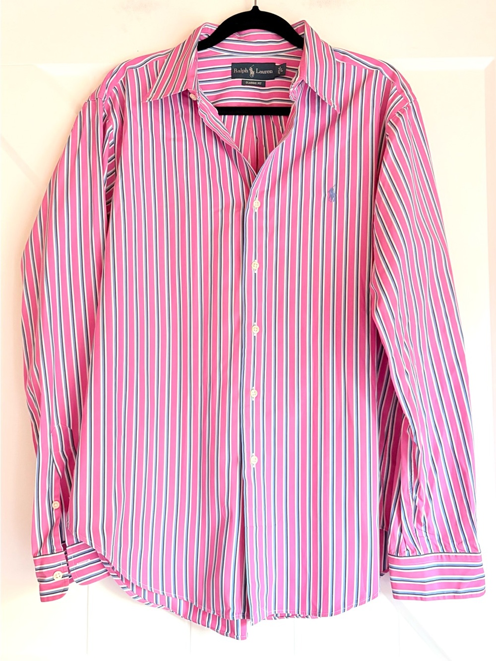 Polo Ralph Lauren Candy Stripe Button Down Shirt Pink Blue Mens L